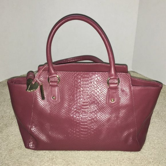 Cuore & Pelle Leather Snakeskin Musette Bag Handbag Carryall Tote - Picture 2 of 8